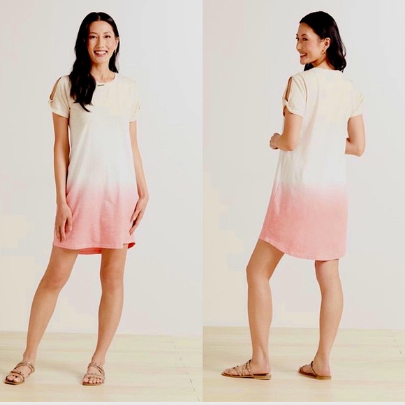 Sanctuary Ombré Tie-Dye Crew Neck Mini Shift T-Shirt Dress w/ Sleeve Detail - Picture 2 of 8